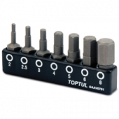 фото анонса Набор бит шестигранных TOPTUL 1/4" 7ед. (Hex: 2, 2.5, 3, 4, 5, 6, 8mm) GAAV0701 интернет магазин Metizmarket