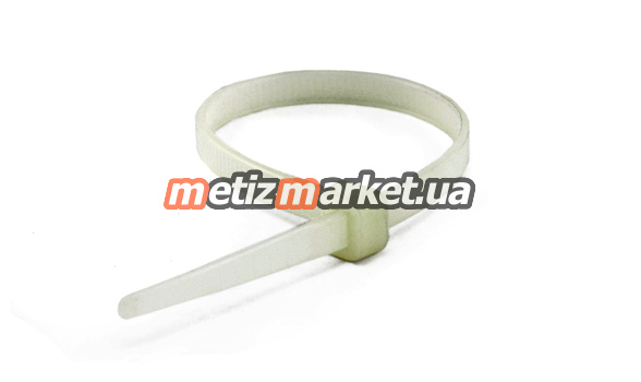 подробное фото стяжка кабельная нейлон белая 400 х 7,6, (100шт) интернет магазин Metizmarket